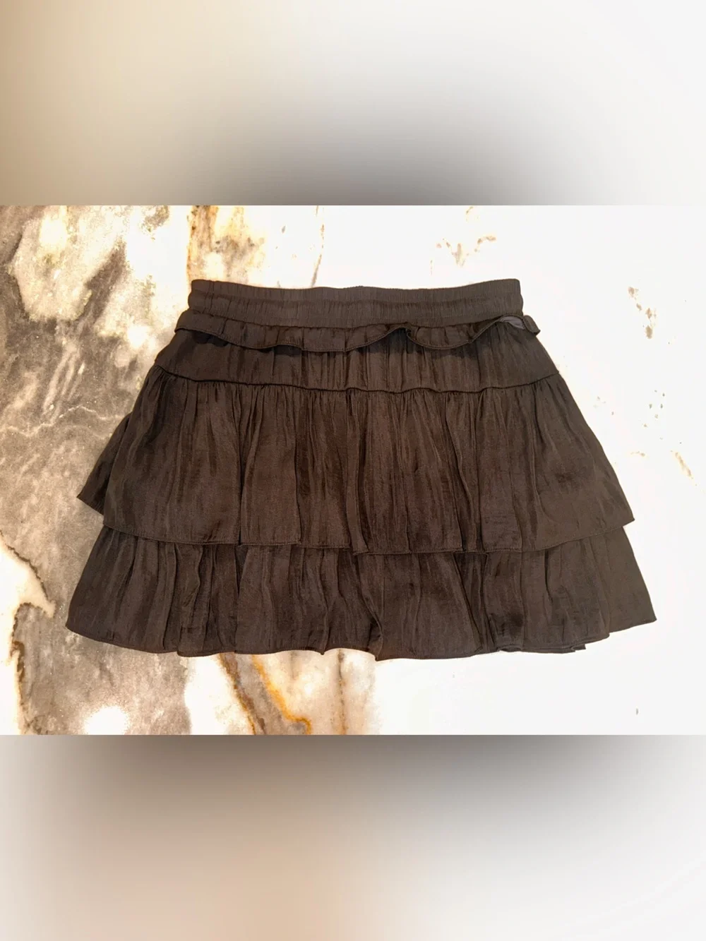 Day + Moon Size Large Black‎ Tiered Ruffle Mini Skort Boutique
